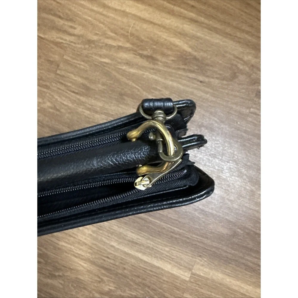 Pierre BALMAIN Paris Vintage Leather Briefcase Black Gold 80s Laptop Bag - Picture 6 of 11